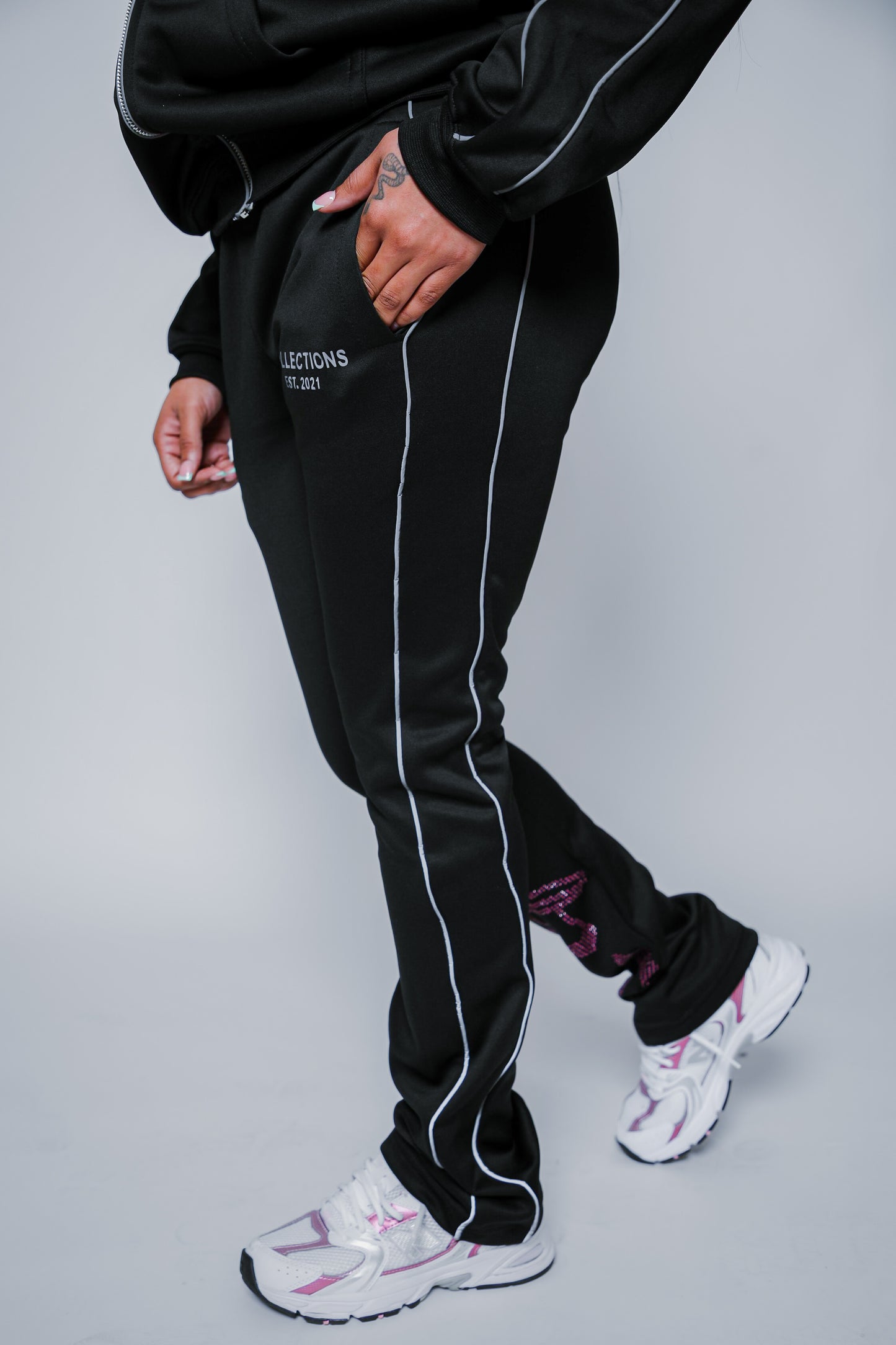 Just Love Pink Rhinestones Stacked tracksuit