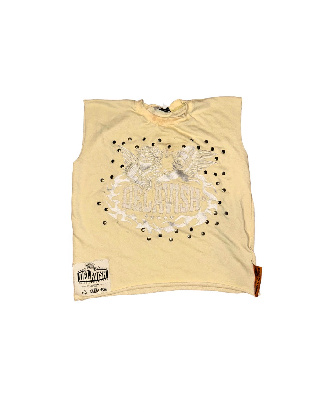 Delavish® Angel of War Studded Muscle Tee (Cream)
