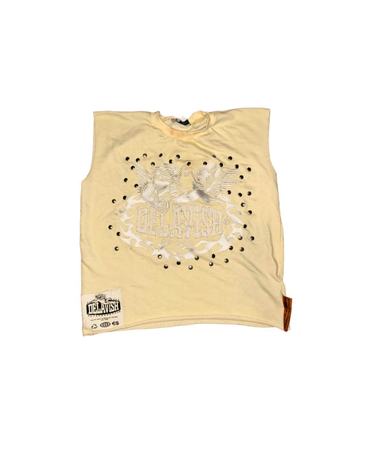 Delavish® Angel of War Studded Muscle Tee (Cream)